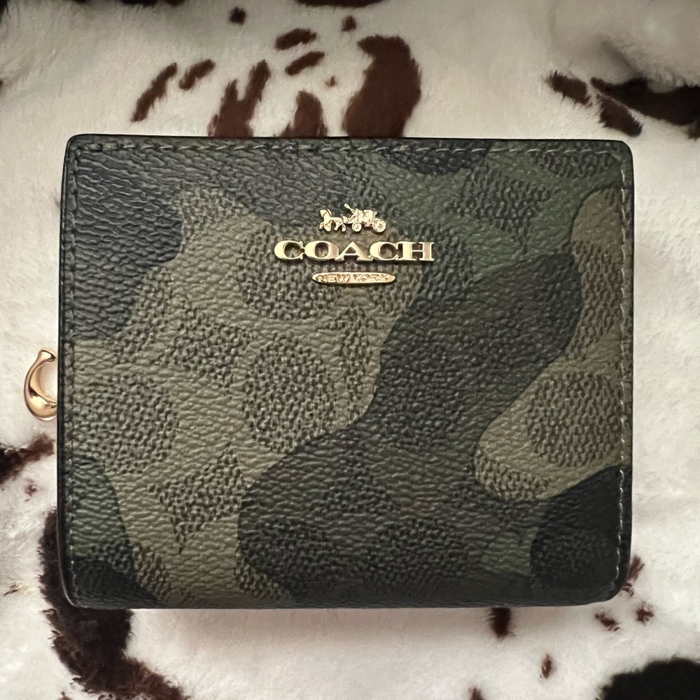 Coach Snap Wallet In Signature Camo Dark Cypress Camo CW538 NWT